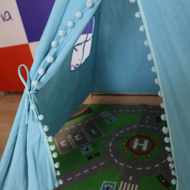 Cort de joaca pentru copii, cort teepee, stil indian, Empria, 110x110x110 cm, Bleu [13]