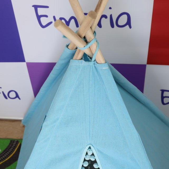 Cort de joaca pentru copii, cort teepee, stil indian, Empria, 110x110x110 cm, Bleu [10]