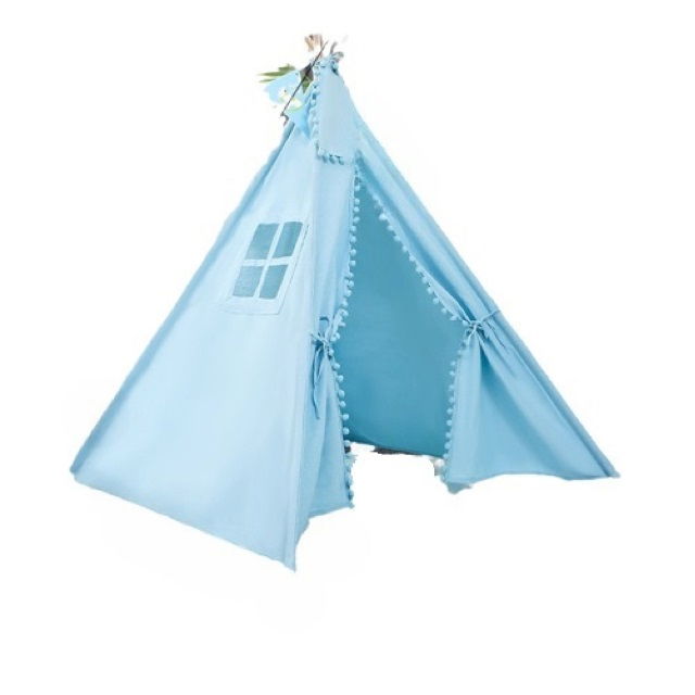 Cort de joaca pentru copii, cort teepee, stil indian, Empria, 110x110x110 cm, Bleu [12]