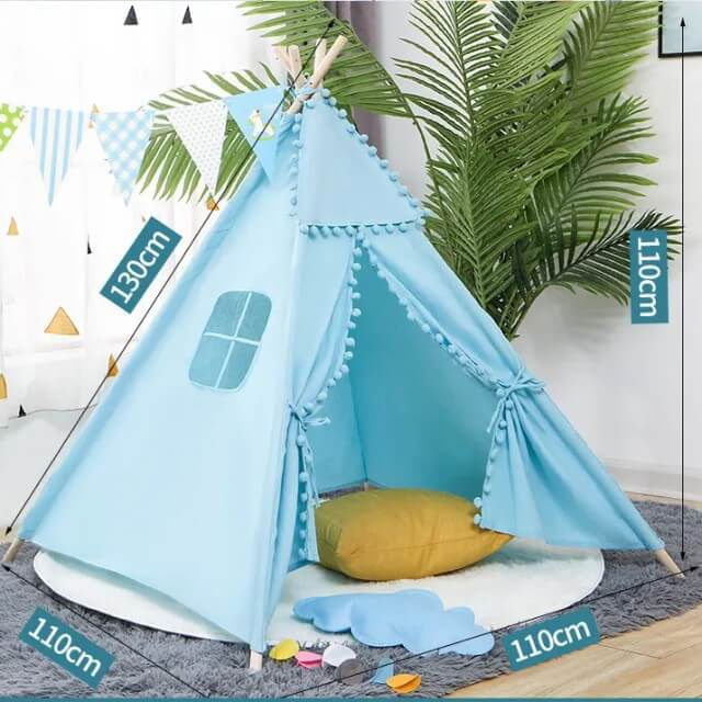Cort de joaca pentru copii, cort teepee, stil indian, Empria, 110x110x110 cm, Bleu [6]