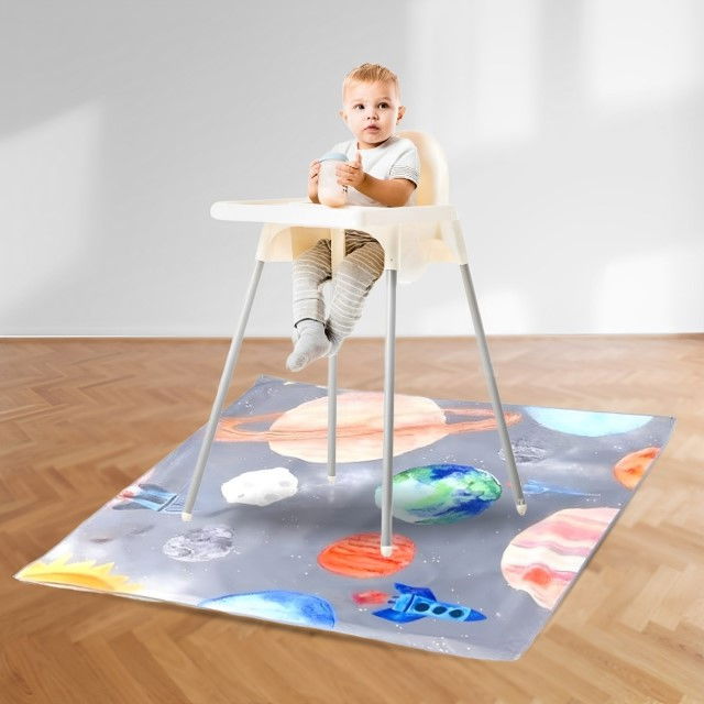 PRODUS RESIGILAT - Covoras anti-murdarire pentru scaunul de masa bebe, impermeabil, lavabil, antiderapant, Planets [1]