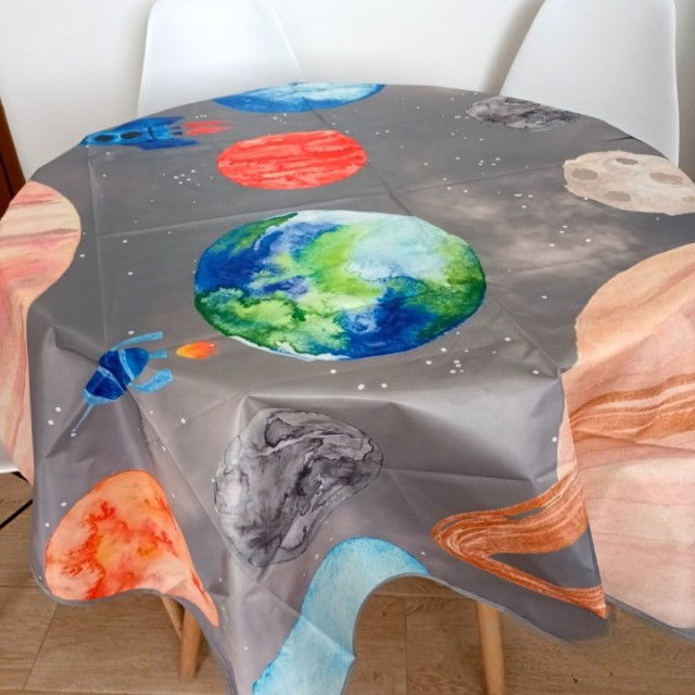 PRODUS RESIGILAT - Covoras anti-murdarire pentru scaunul de masa bebe, impermeabil, lavabil, antiderapant, Planets [9]