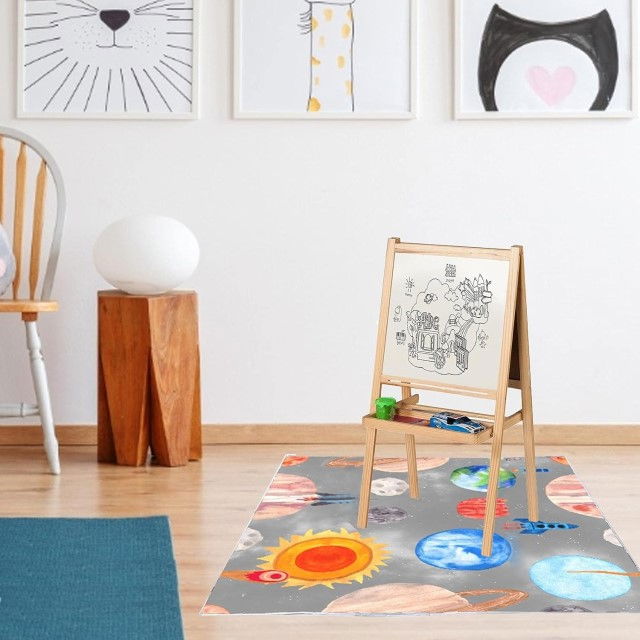 PRODUS RESIGILAT - Covoras anti-murdarire pentru scaunul de masa bebe, impermeabil, lavabil, antiderapant, Planets [5]