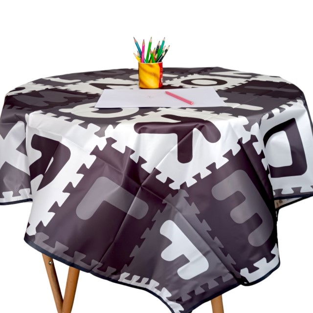 Covoras anti-murdarire pentru scaunul de masa bebe, impermeabil, lavabil, antiderapant, Litere si Cifre [9]