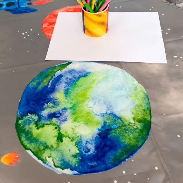 PRODUS RESIGILAT - Covoras anti-murdarire pentru scaunul de masa bebe, impermeabil, lavabil, antiderapant, Planets [11]