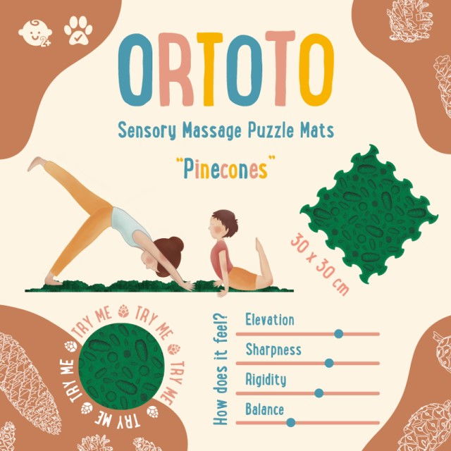 Covoras ortopedic pentru masaj, 1 piesa, model Pinecones, Verde menta [2]