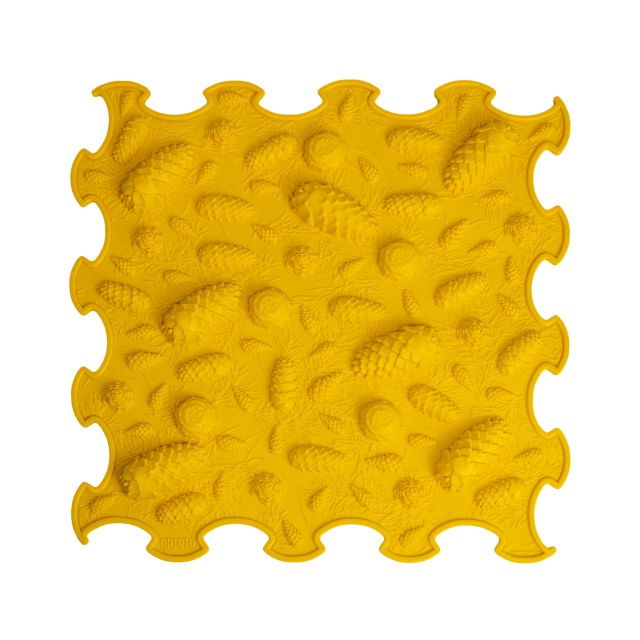 Covoras ortopedic pentru masaj, 1 piesa, textura rigida, model Pinecones, Galben
