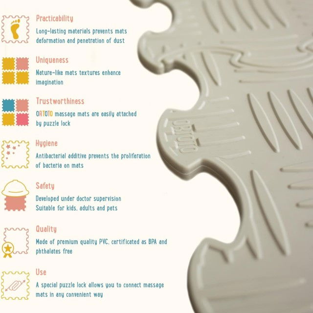 Covoras ortopedic, senzorial, set puzzle, 16 piese, model Sport Surface, Gri [6]