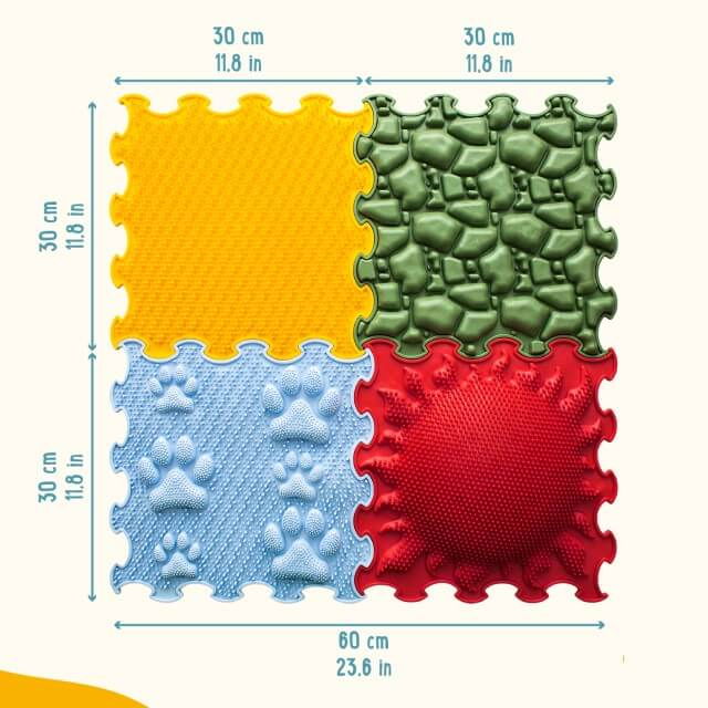 Covoras ortopedic, senzorial, set puzzle, 4 piese cu diferite texturi, Fantastic Four [4]