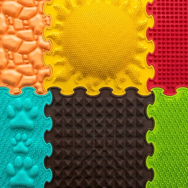 Covoras ortopedic, senzorial, set puzzle, 6 piese cu diferite texturi, Sunshine Garden [11]