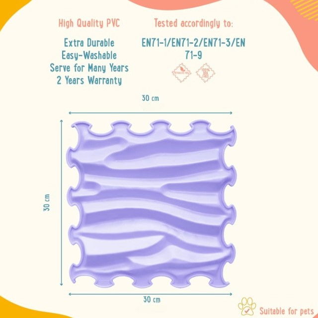 Covoras ortopedic, senzorial, set puzzle, 6 piese, model Sandy Waves, textura rigida, Multicolor [6]