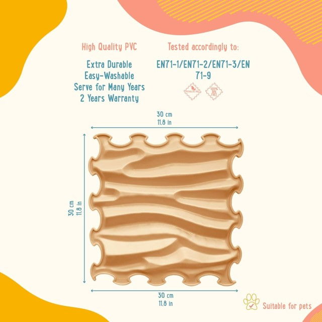 Covoras ortopedic, senzorial, set puzzle, 6 piese, model Sandy Waves, textura rigida, Multicolor [7]