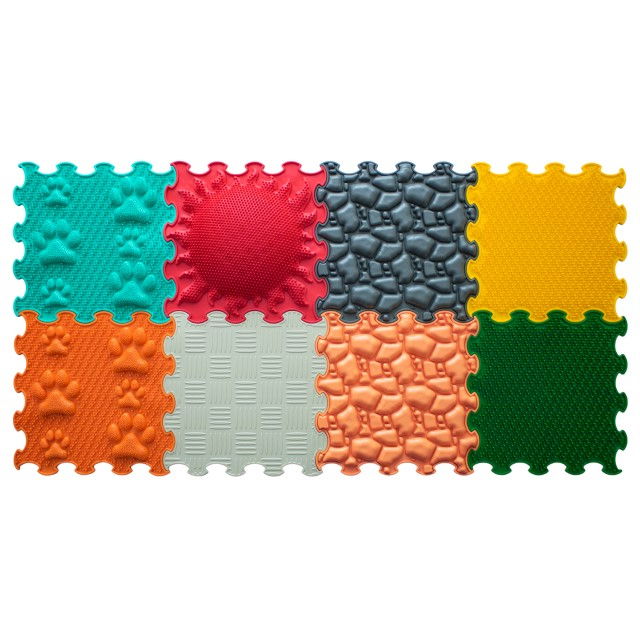 Covoras ortopedic, senzorial, set puzzle, 8 piese cu diferite texturi, Marco Polo [4]