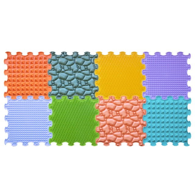 Covoras ortopedic, senzorial, set puzzle, 8 piese cu diferite texturi, Nature Gifts [4]
