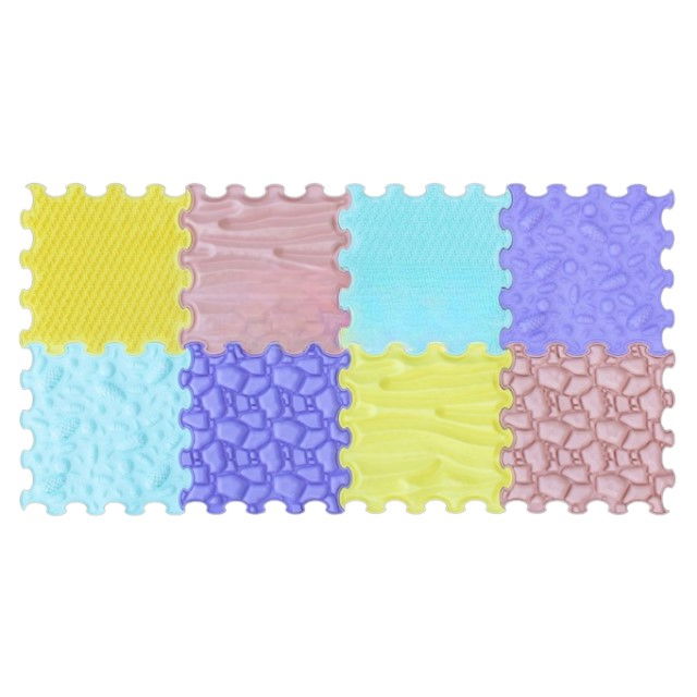 Covoras ortopedic, senzorial, set puzzle, 8 piese cu diferite texturi, Sensory&Calm Pastel Set [5]