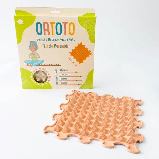 Covoras ortopedic, senzorial, set puzzle, 8 piese, model Little Pyramids, textura moale, Multicolor [8]