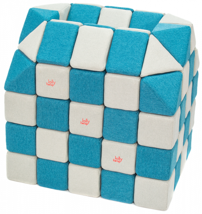 Cuburi CREATIVE Magnetice, JollyHeap, 100 cuburi, Alb Fildes-Bleu