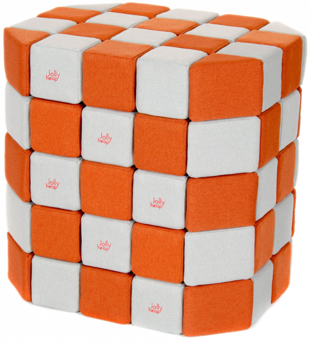 Cuburi Magnetice Basic de joaca, JollyHeap, 100 cuburi, Alb Fildes-Portocaliu