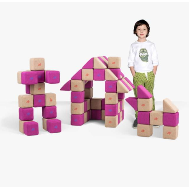 Cuburi Magnetice de joaca, JollyHeap BASIC, 100 cuburi - 2 forme, Diverse culori
