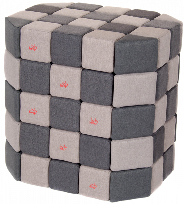 Cuburi Magnetice Basic de joaca, JollyHeap, 100 cuburi, Gri-Gri Inchis