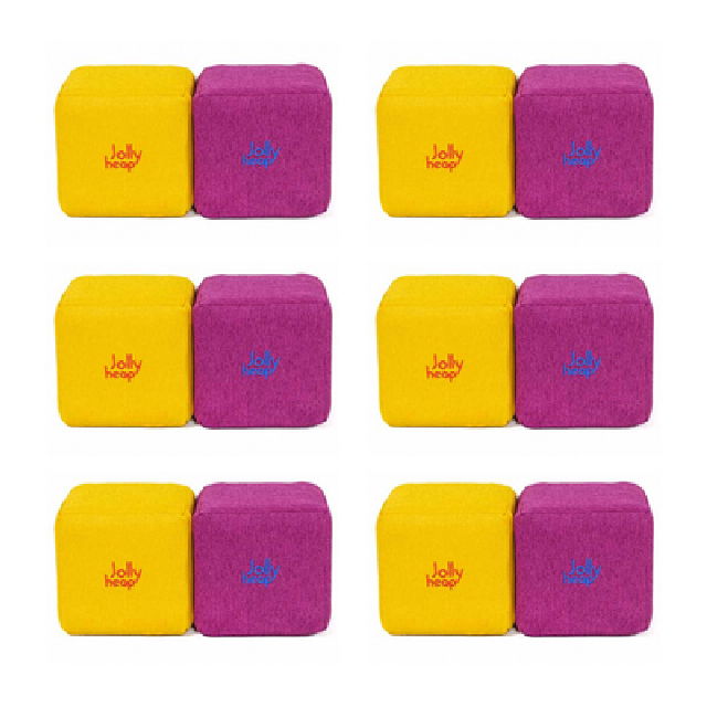 Cuburi Magnetice de constructie, JollyHeap Mini, 24 cuburi, Galben-Roz [15]