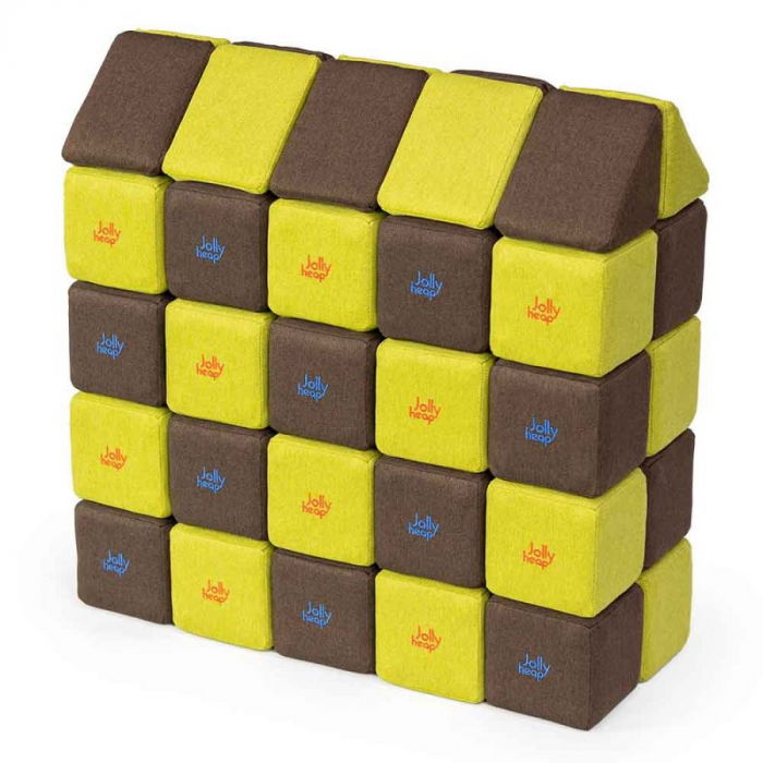 Cuburi Magnetice, JollyHeap Medium, 50 cuburi,  Verde-Maro