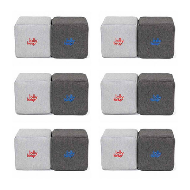 Cuburi Magnetice pentru construit, JollyHeap Pixi, 12 cuburi, Alb Fildes-Gri Inchis [16]