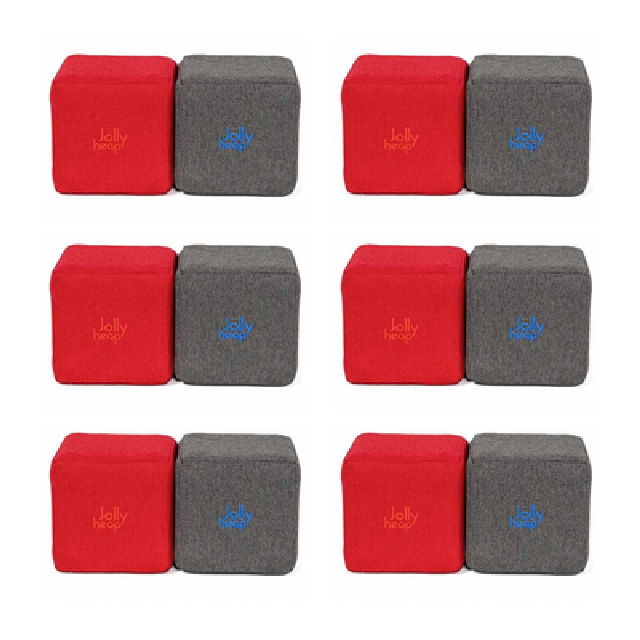 Cuburi Magnetice pentru construit, JollyHeap Pixi, 12 cuburi, Rosu-Gri Inchis [15]