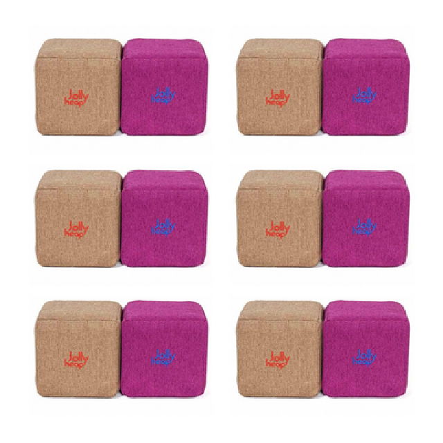 Cuburi Magnetice pentru construit, JollyHeap Pixi, 12 cuburi, Bej-Roz [16]