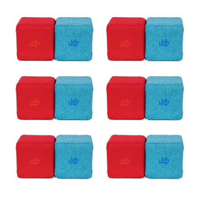 Cuburi Magnetice pentru construit, JollyHeap Pixi, 12 cuburi, Rosu-Bleu [16]