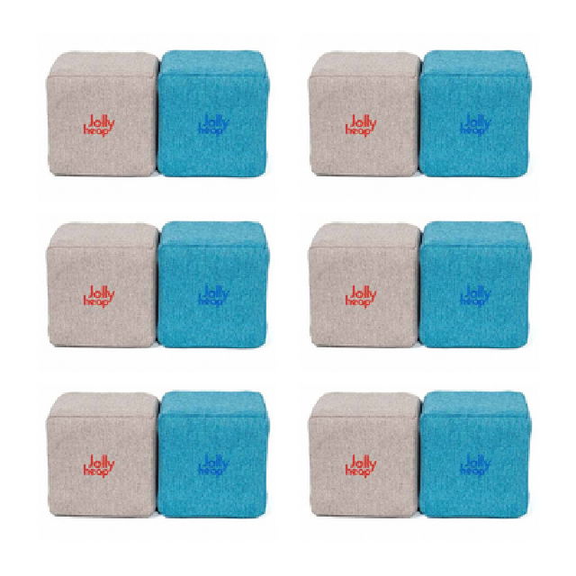 Cuburi Magnetice pentru construit, JollyHeap Pixi, 12 cuburi, Gri-Bleu [16]