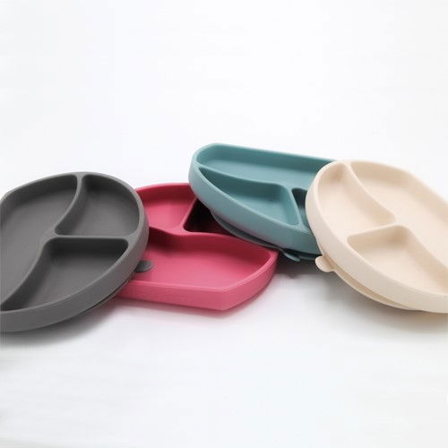 Farfurie din silicon cu 3 compartimente pentru auto-diversificare BabyJem, Diverse culori [7]