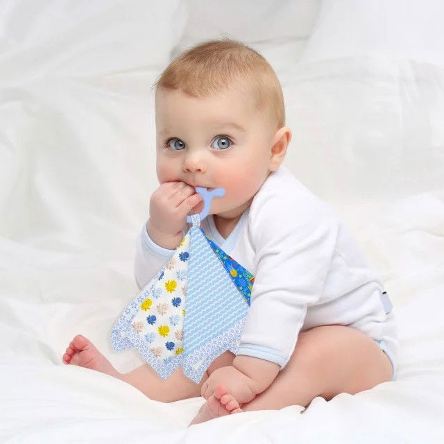 Jucarie dentitie cu paturica pathwork BabyJem, Albastru [1]
