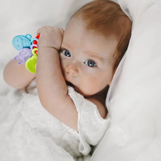 Jucarie dentitie Rattle Teether BabyJem, Rosu