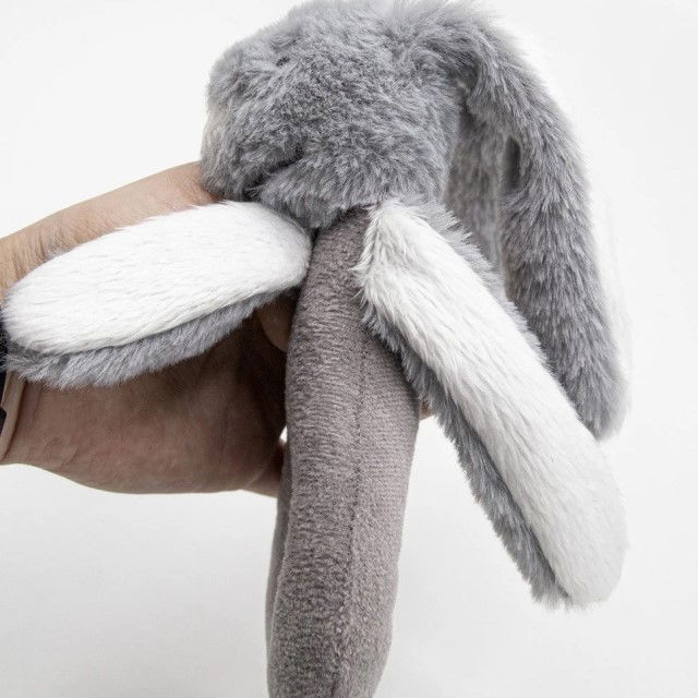 Jucarie zornaitoare bebelusi BabyJem, Iepuras din plus, 3 luni+, Gri [4]