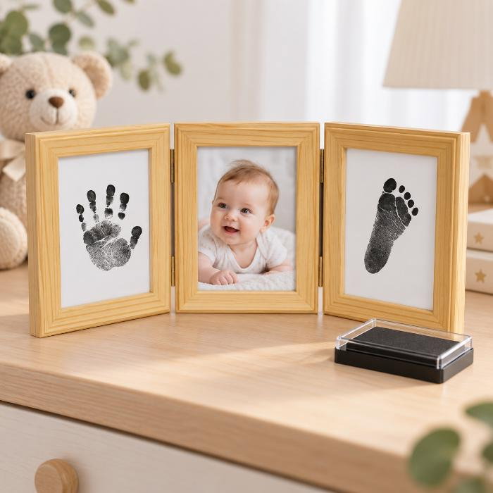 Kit rama foto tripla mobila cu cerneala pentru manuta si piciorus Drool, Diverse culori [1]