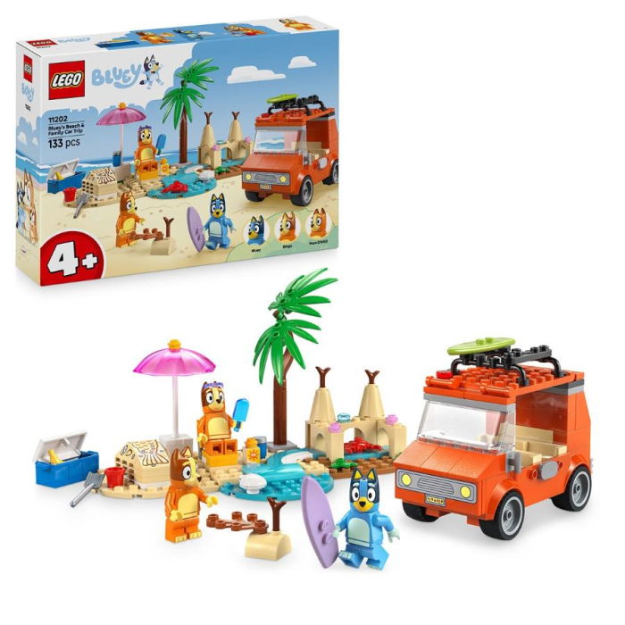 LEGO® Bluey -  Calatoria familiei lui Blue cu masina la plaja (11202), 133 piese [1]