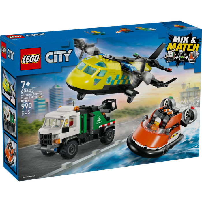 LEGO® City - Avion, autospeciala de service si aeroglisor in versiuni adaptate (60505), 990 piese [2]