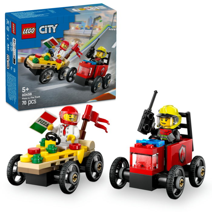  LEGO®  City - Pachet de curse Furgoneta de pizza vs. camion de pompieri (60458), 70 piese [1]