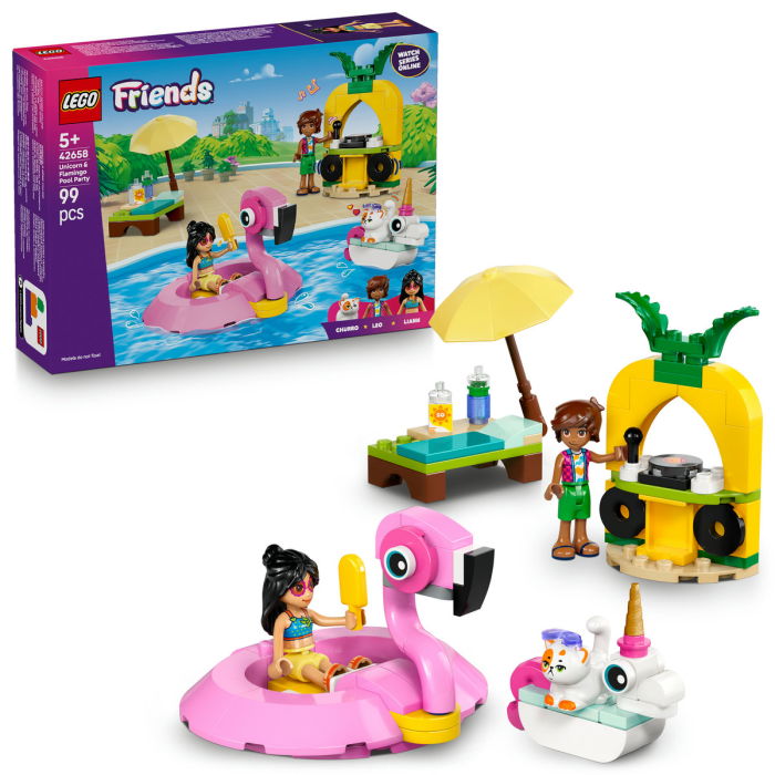  LEGO®  Friends - Petrecere la piscina cu unicornul si flamingo (42658), 99 piese [1]