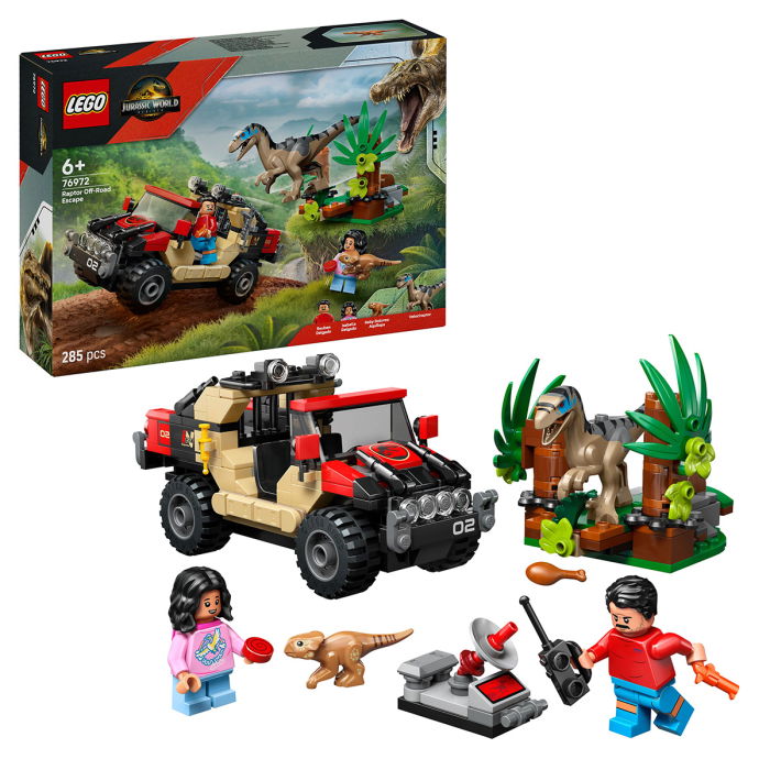 LEGO® Jurassic World -  Evadare off-road din calea unui Velociraptor (76972), 285 piese [1]