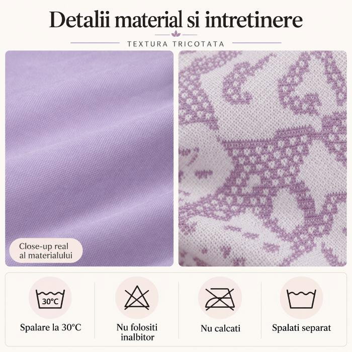 Lenjerie de pat 200x230 cm, 6 piese pentru pat dublu, material combinat, 4 fete de perna, model floral, Diverse culori [4]