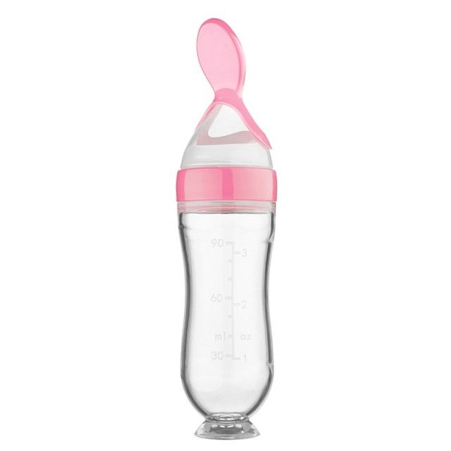 Lingurita de silicon cu rezervor pentru hrana solida, Empria, Roz [3]