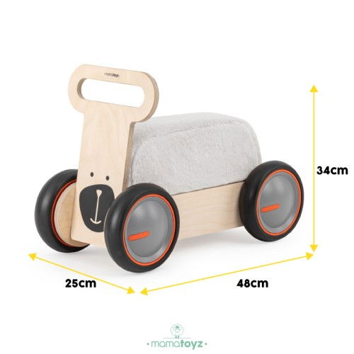 Masinuta ride-on, premergator si carucior de jucarii MamaToyz DriveMe Soft, Ursulet - Jucarie din lemn 3 in 1 [3]
