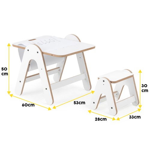 Masuta si tabla 2 in 1 cu scaunel MamaToyz Massam MDF [5]