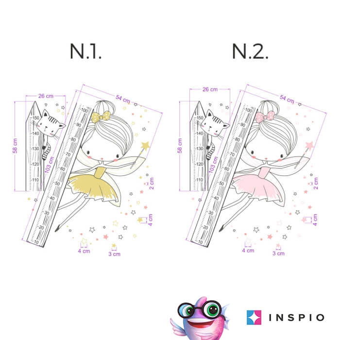 Metru de masurare INSPIO pentru perete - Zana‚ 150 cm, Diverse culori [3]