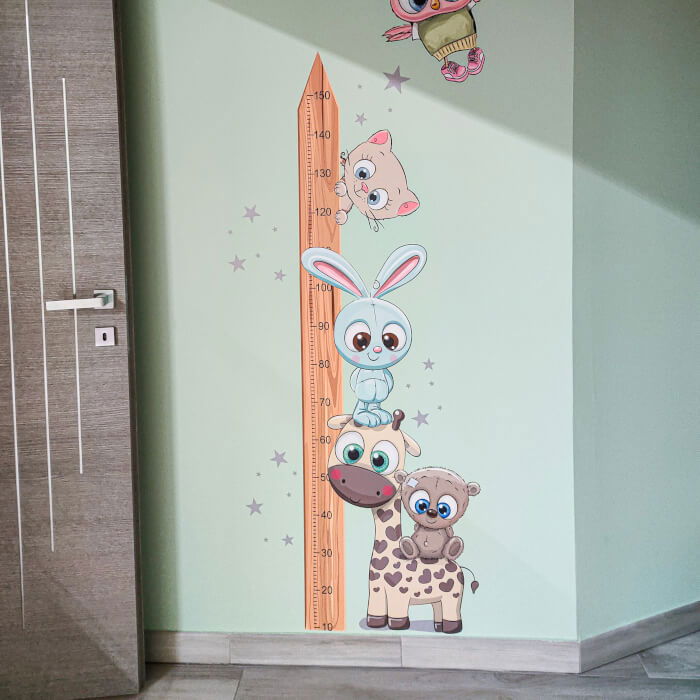 Metru pentru copii 150 cm cu animale CUTE 2, Lemn [4]