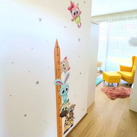 Metru pentru copii 150 cm cu animale CUTE 2, Lemn [3]