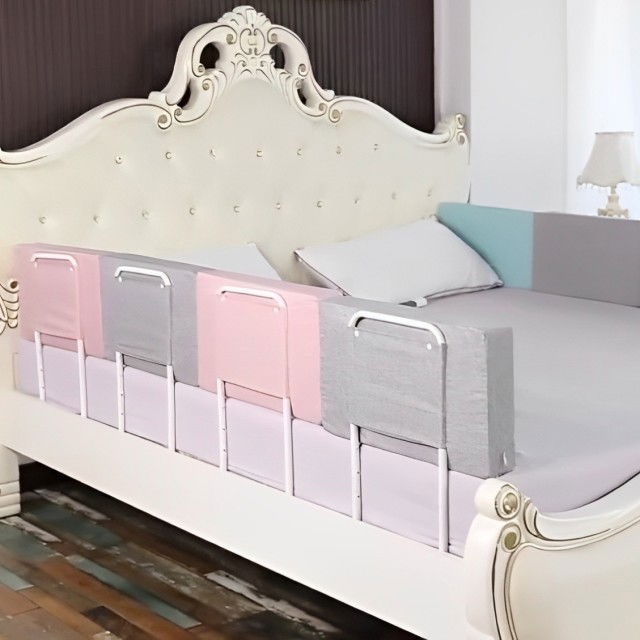 Mini-Bumper protectie pat, 60(L)x28(H) cm, Roz pastel [13]