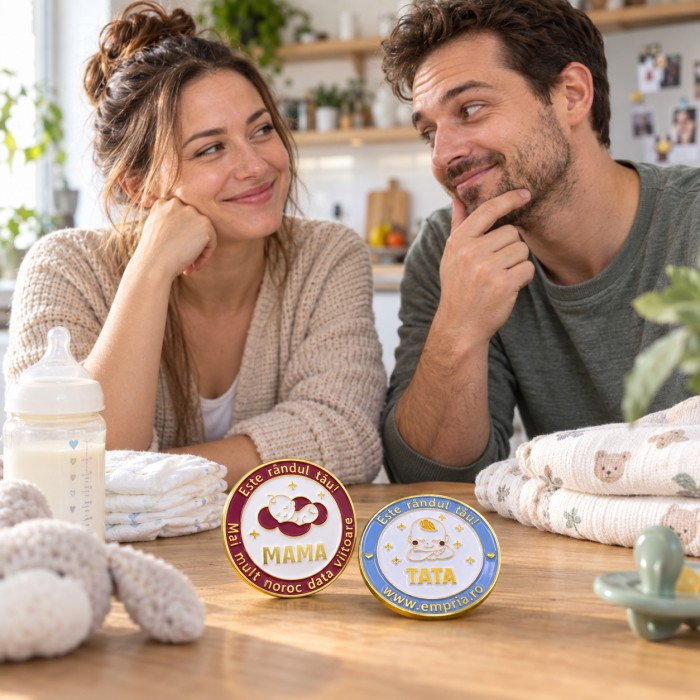 Moneda cine il schimba pe bebe, in cutie de cadou elegant pentru parinti cu nou-nascuti, Empria, in romana [20]